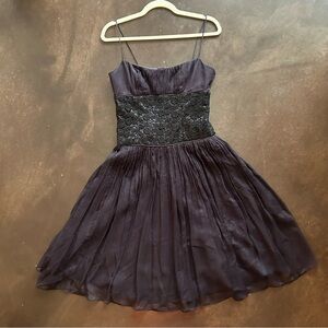 100% silk y2k cocktail dress in eggplant, Laundry By Shelli Segal, size 2